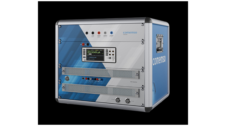Comemso launches fully automated calibrator for its battery cell simulator, pictured here against a black background.