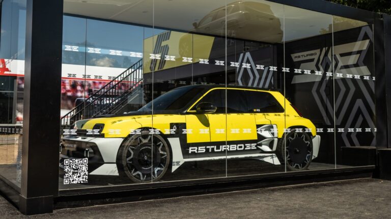 Renault 5 Turbo 3E features Protean Electric IWM technology in first mainstream application of in-wheel motors The Renault 5 Turbo 3E fitted with Protean Electric IWM showcased in a glass box