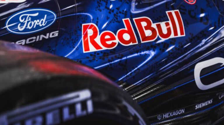 Red Bull Ford Powertrains reveals how metrology partner Hexagon helped shape its first F1 powertrain Close of the Red Bull and Ford Racing branding on an F1 car.