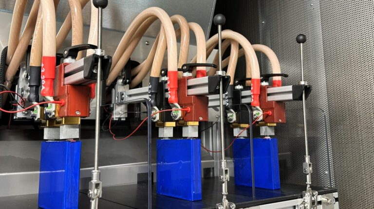 CamMotive and Thermulon join £2m Drive35 project to improve EV battery safety Electric vehicle batteries being tested in a laboratory.