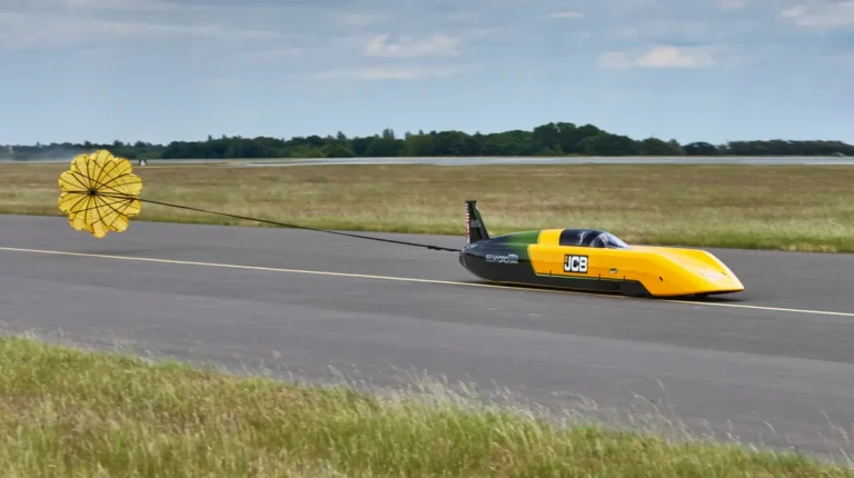Hydrogen-powered JCB Hydromax completes UK testing ahead of land speed record attempt The JCB Hydromax undergoes testing on a racetrack in the UK