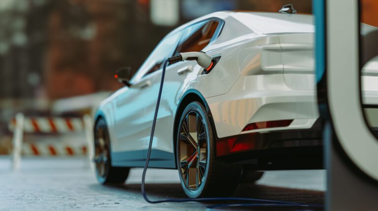 RESiLiTE lightweight cell-to-pack battery project progresses toward design, prototyping and validation A white EV charges while parked on a city street.