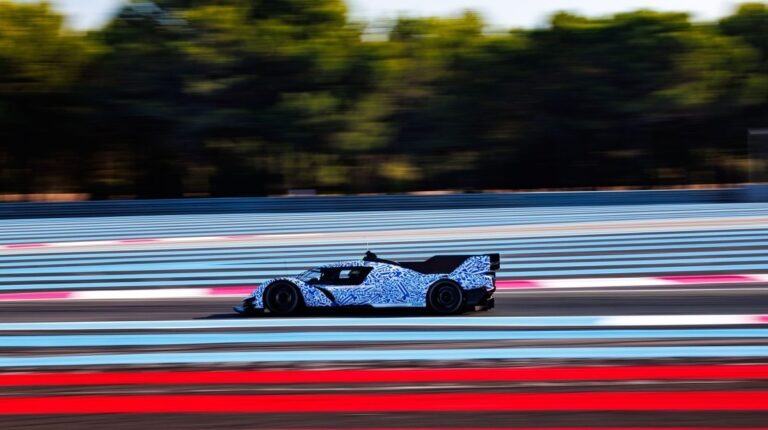 Ford Hypercar completes first track tests Ford Hypercar drives along a test track.