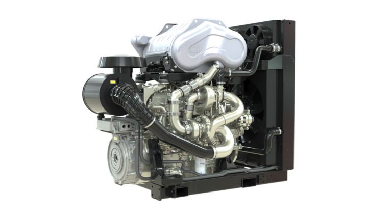 A hydrogen hybrid industrial open power unit against a white background.