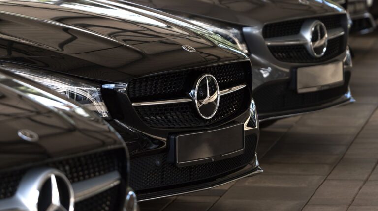 Mercedes-Benz and ProLogium sign Gen4 battery testing agreement Front end of a dark Mercedes-Benz vehicle.